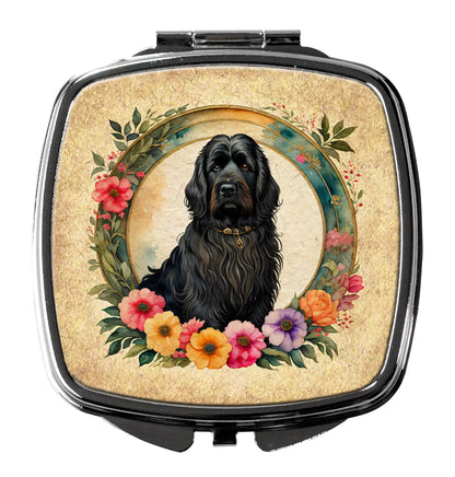 Briard and Flowers Compact Mirror