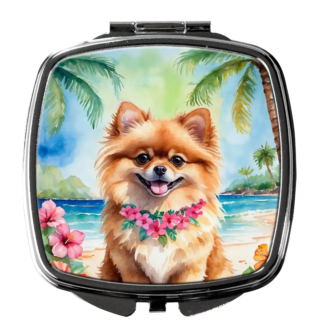 Pomeranian Luau Compact Mirror