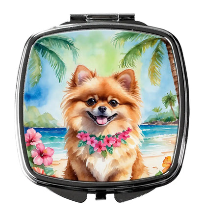 Pomeranian Luau Compact Mirror