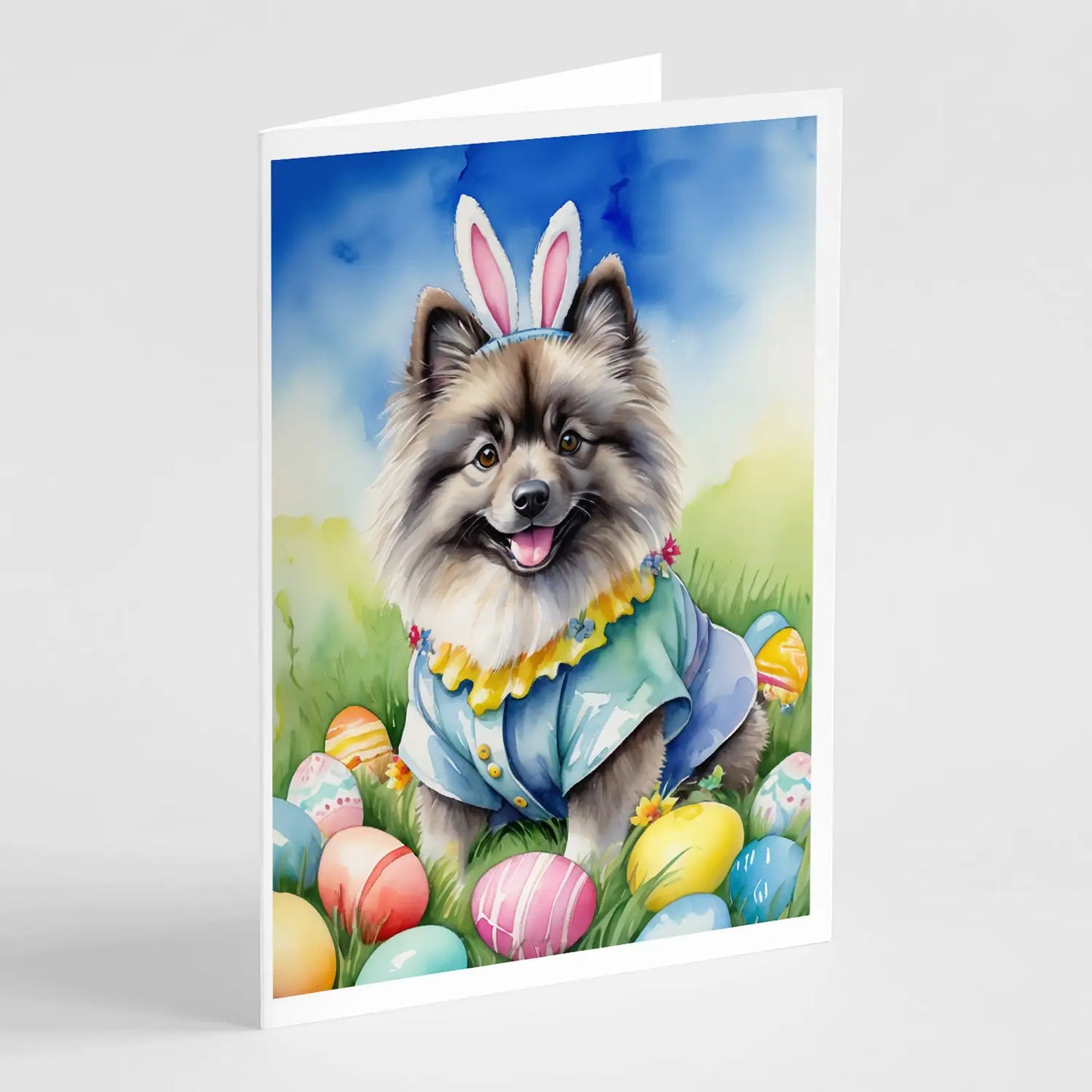Keeshond Easter Egg Hunt Greeting Cards Pack of 8