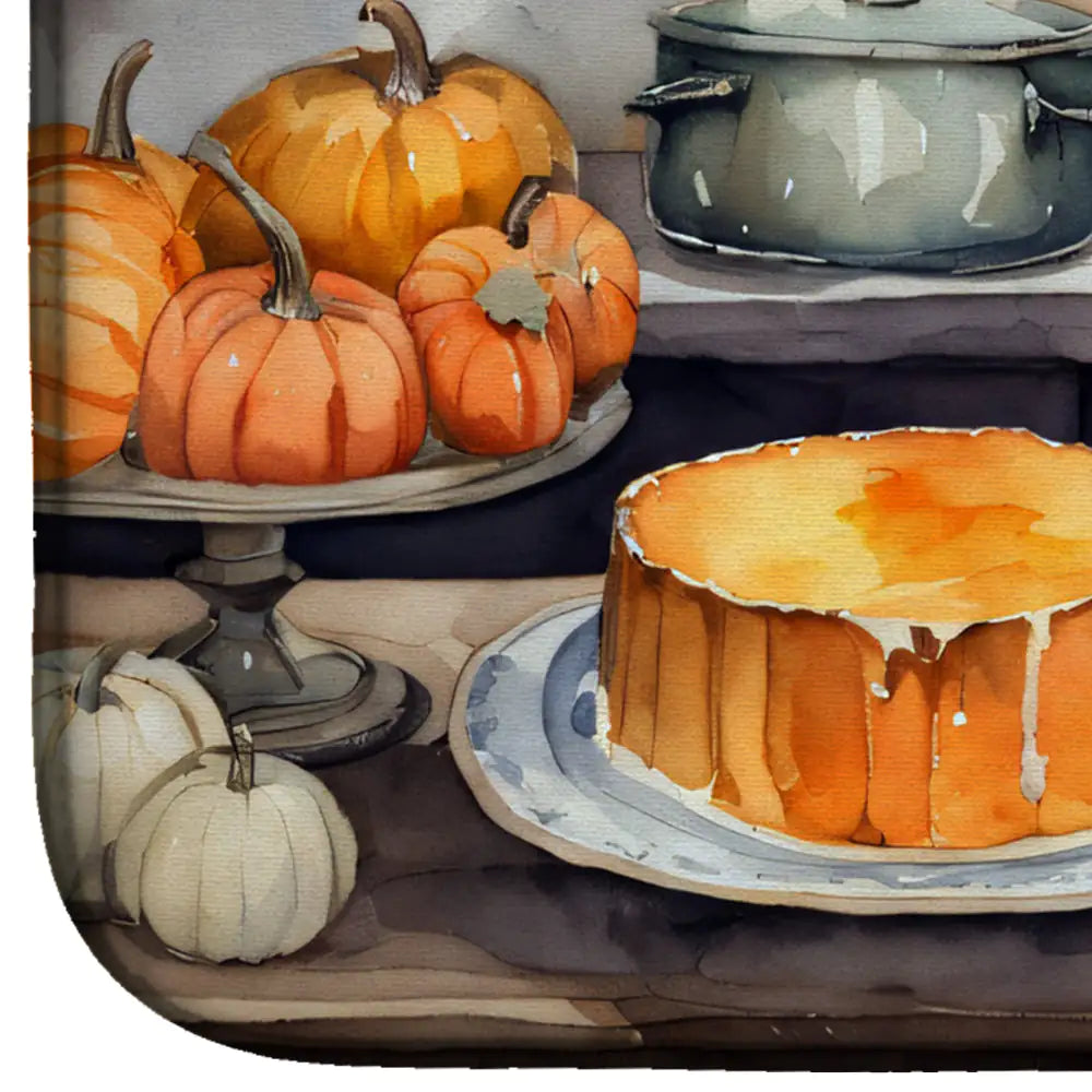 Border Terrier Fall Kitchen Pumpkins Dish Drying Mat