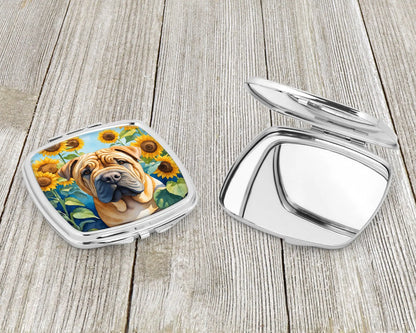 Shar Pei in Sunflowers Compact Mirror