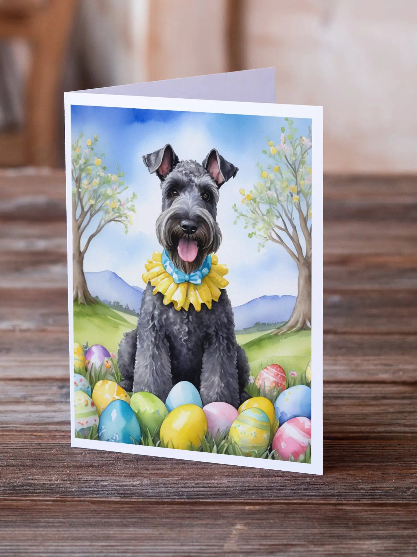 Kerry Blue Terrier Easter Egg Hunt Greeting Cards Pack of 8