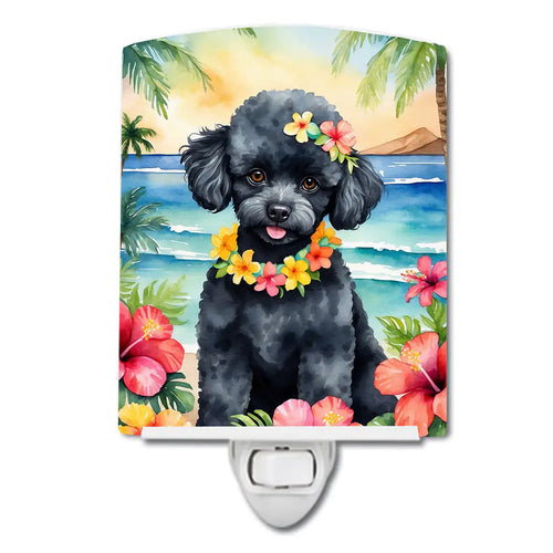 Black Poodle Luau Ceramic Night Light
