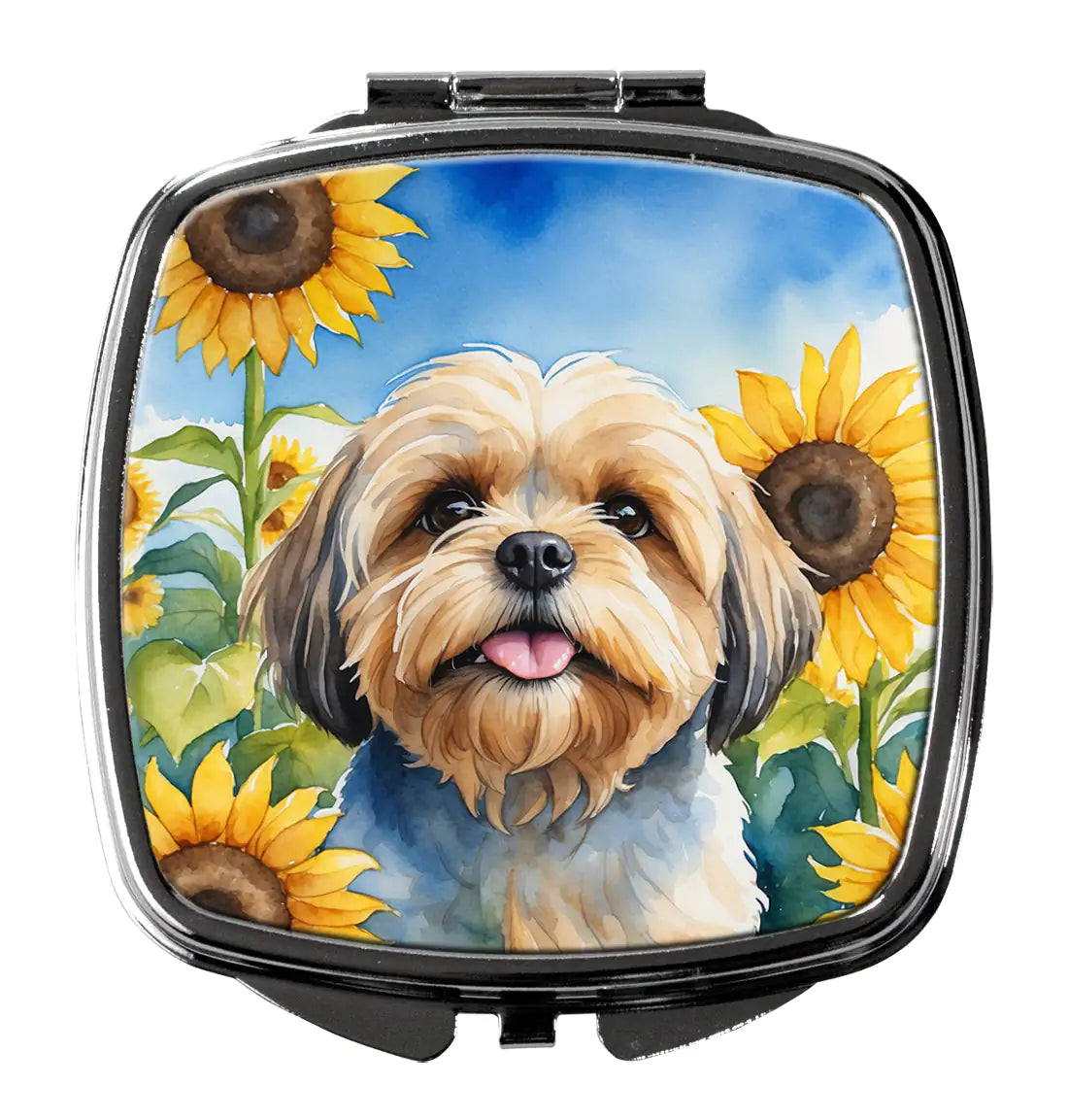 Lhasa Apso in Sunflowers Compact Mirror