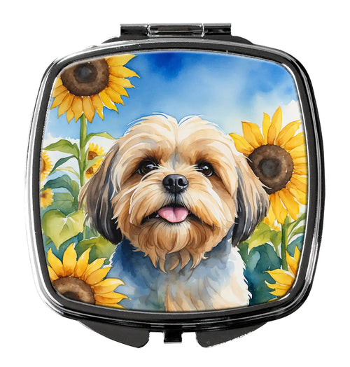 Lhasa Apso in Sunflowers Compact Mirror