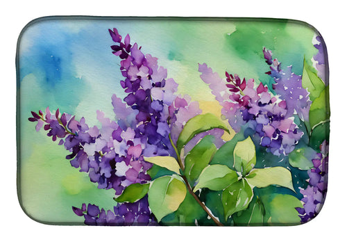 New Hampshire Purple Lilac in Watercolor Dish Drying Mat