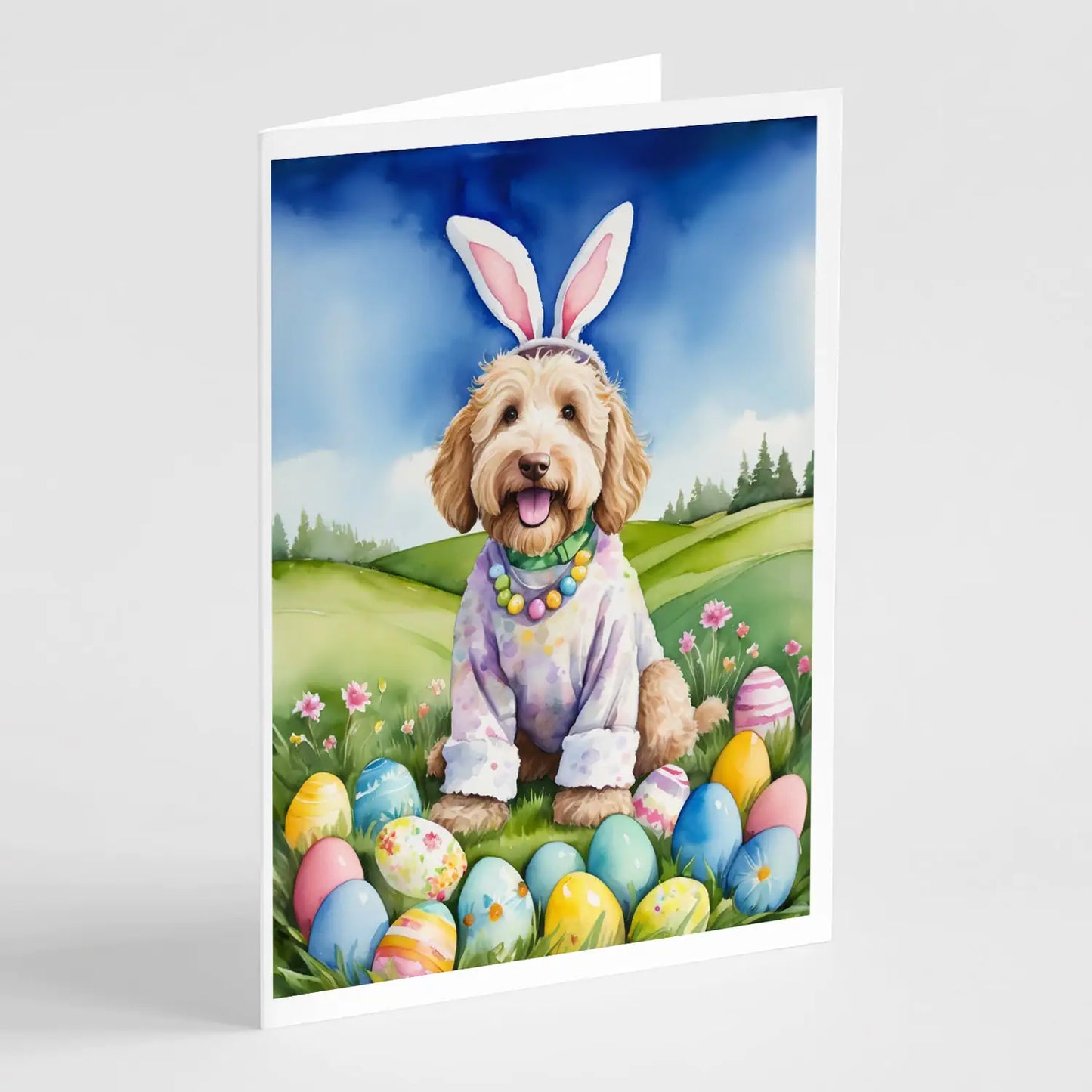 Labradoodle Easter Egg Hunt Greeting Cards Pack of 8