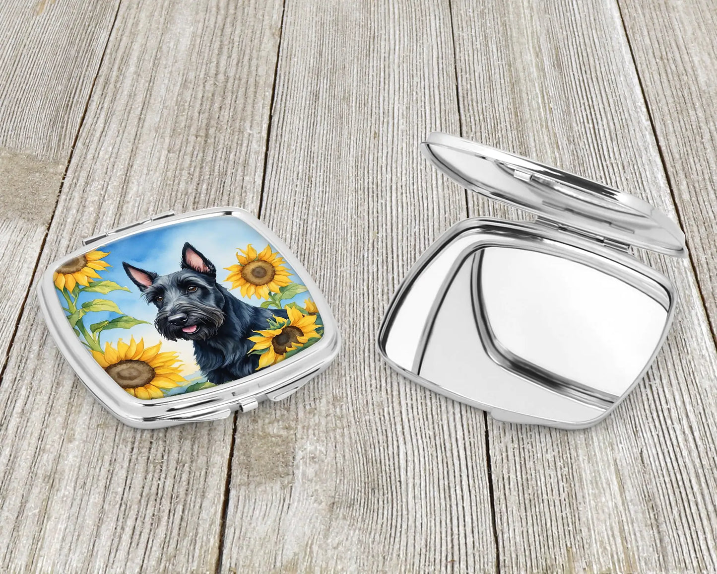 Scottish Terrier in Sunflowers Compact Mirror