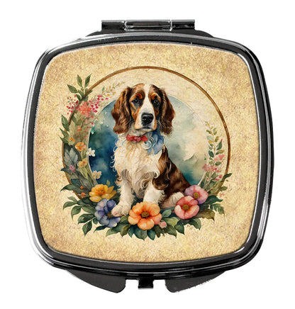 Welsh Springer Spaniel and Flowers Compact Mirror