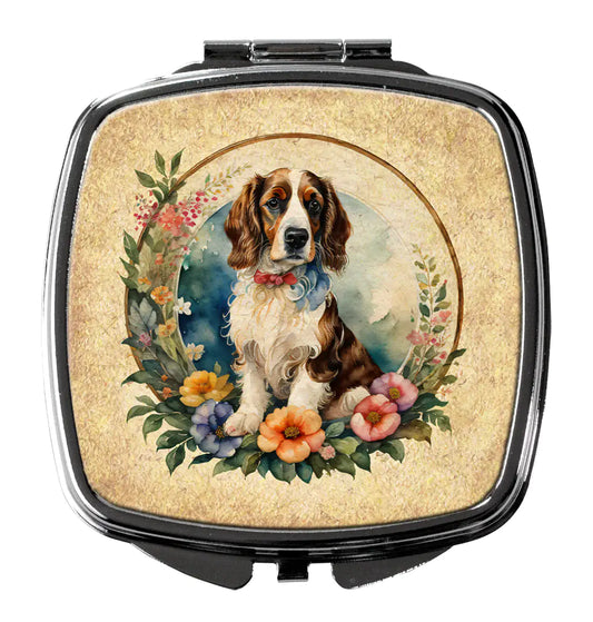Welsh Springer Spaniel and Flowers Compact Mirror