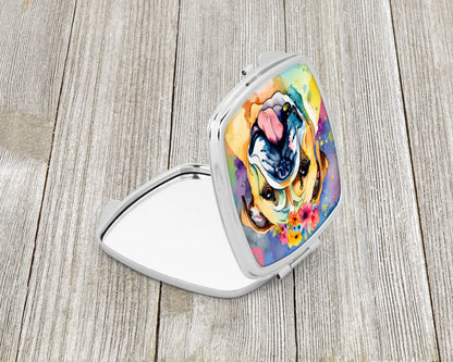 English Bulldog Hippie Dawg Compact Mirror