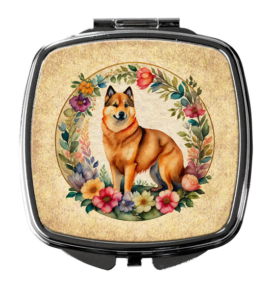 Finnish Spitz and Flowers Compact Mirror