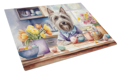 Decorating Easter Skye Terrier Glass Cutting Board