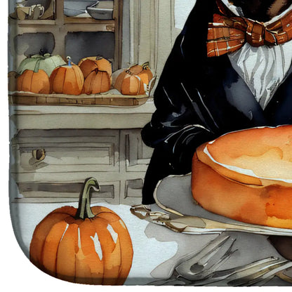 Chocolate Lab Fall Kitchen Pumpkins Dish Drying Mat