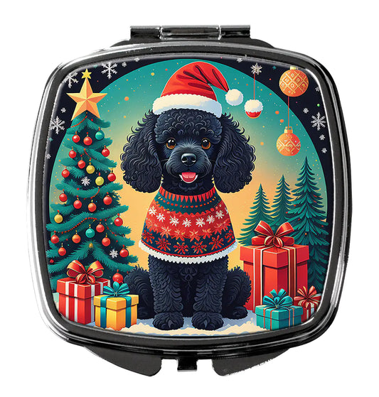 Black Toy Poodle Christmas Compact Mirror