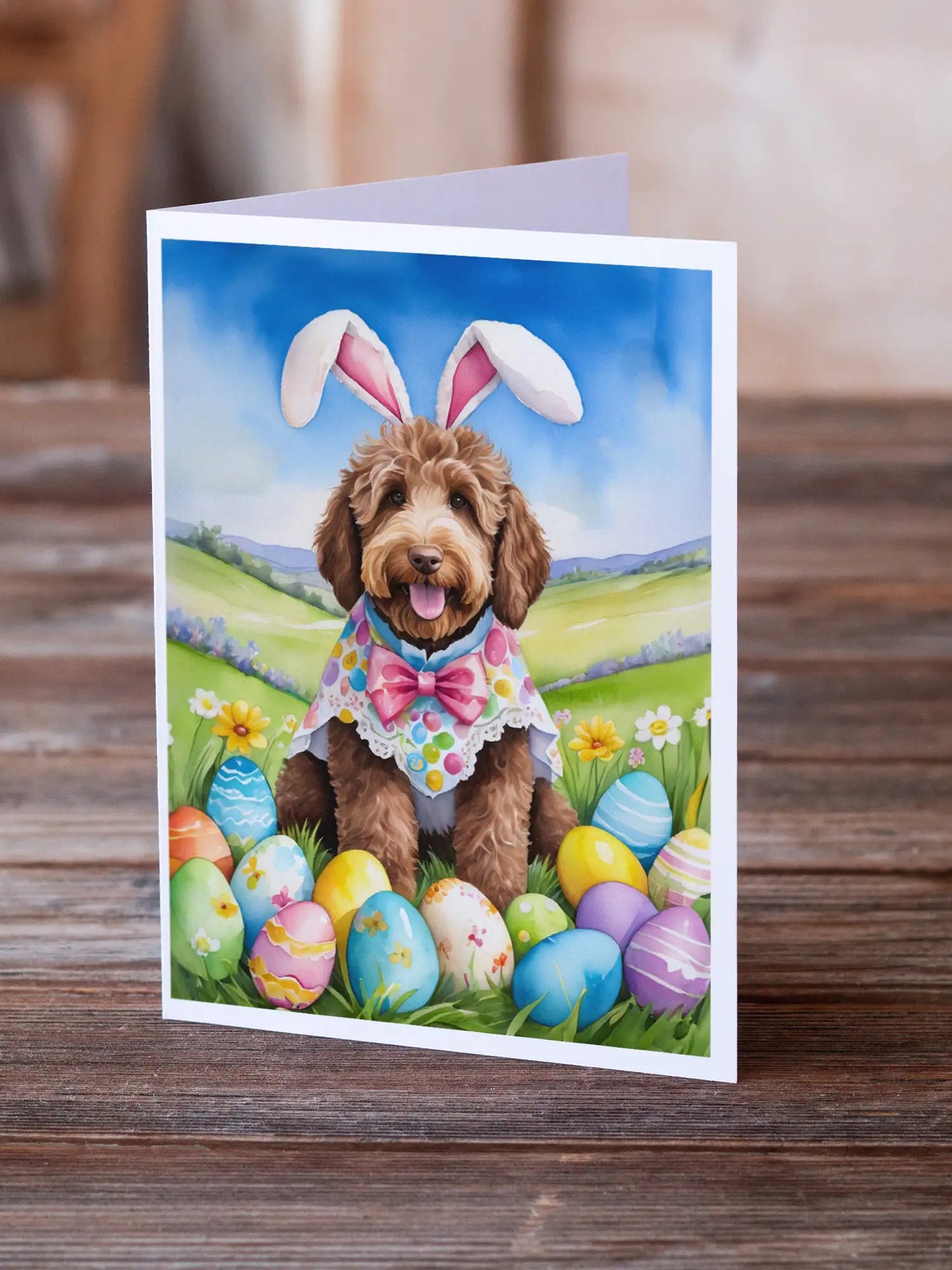 Labradoodle Easter Egg Hunt Greeting Cards Pack of 8