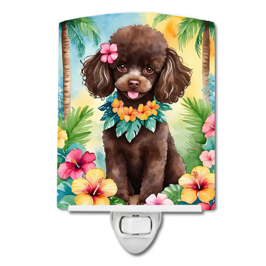 Chocolate Poodle Luau Ceramic Night Light