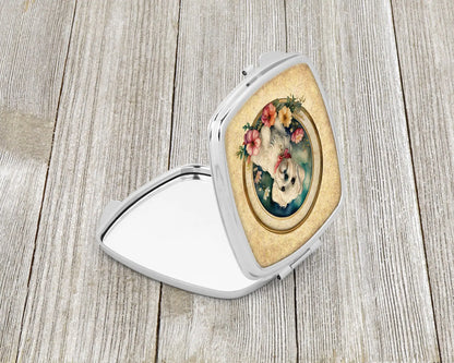 Maltese and Flowers Compact Mirror
