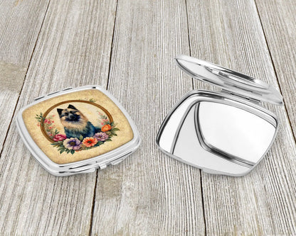 Keeshond and Flowers Compact Mirror