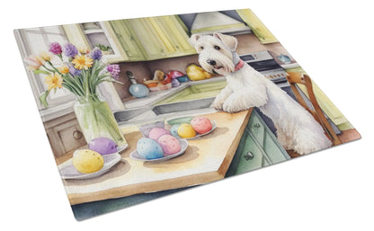 Decorating Easter Sealyham Terrier Glass Cutting Board