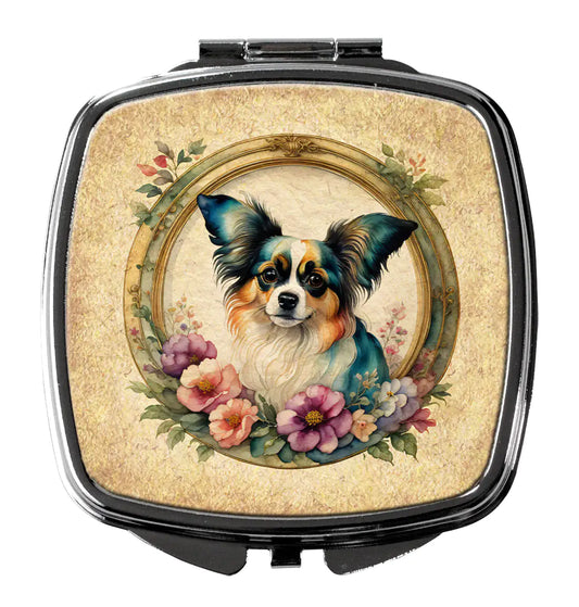Papillon and Flowers Compact Mirror