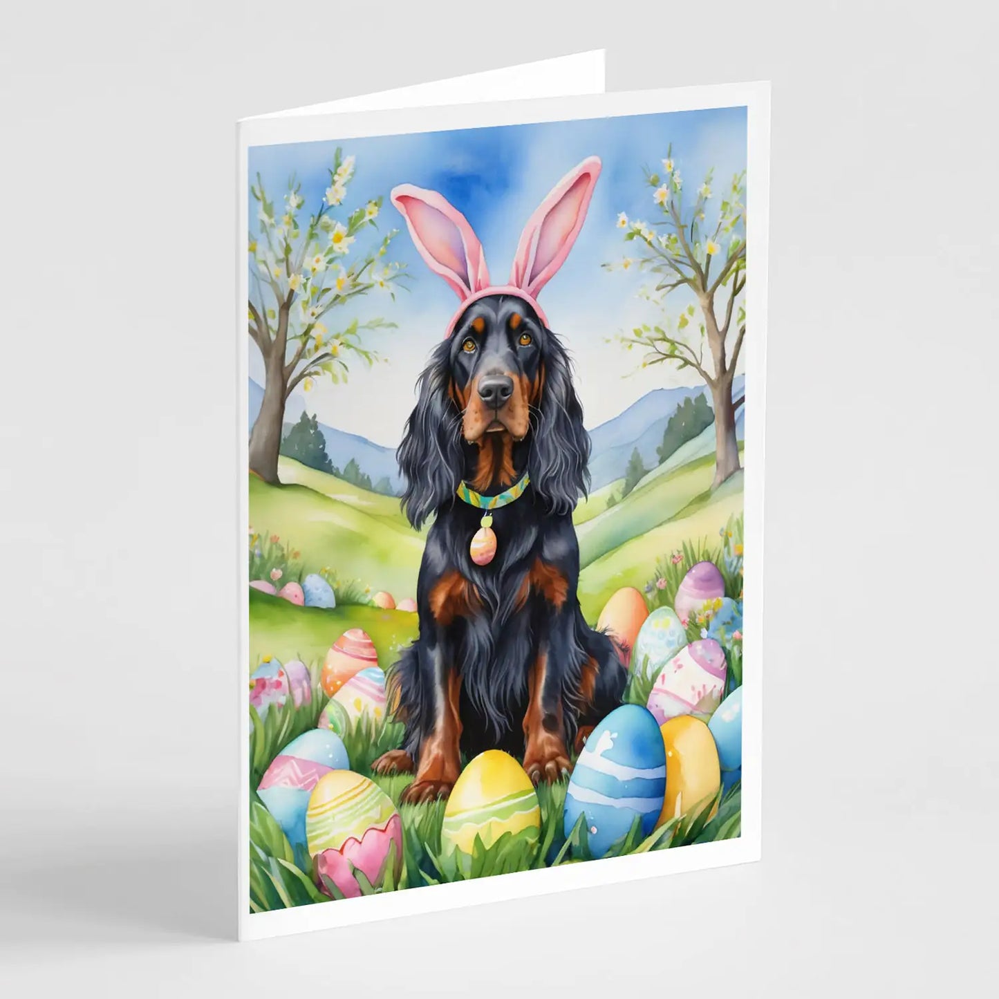 Gordon Setter Easter Egg Hunt Greeting Cards Pack of 8