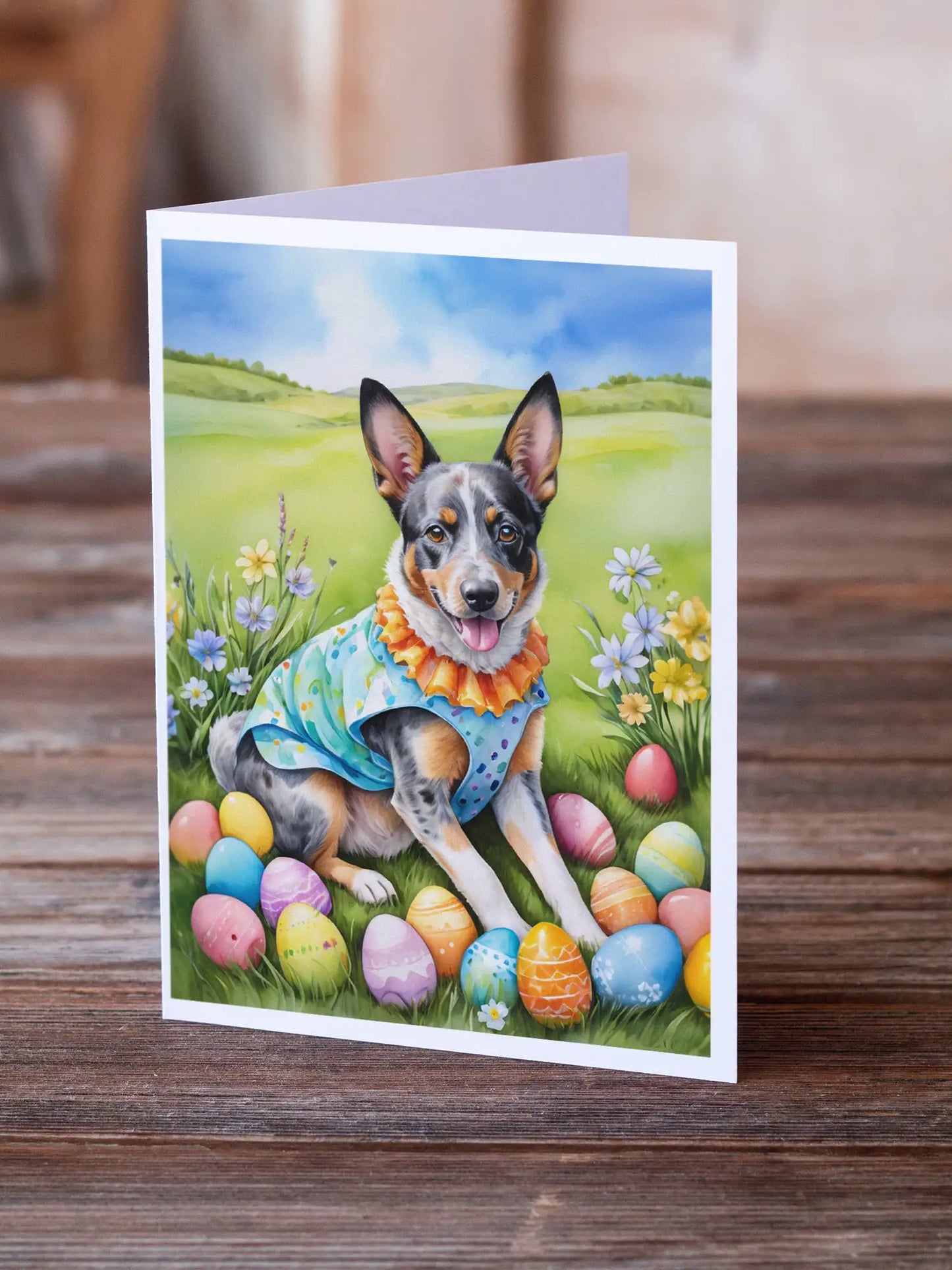 Australian Cattle Dog Easter Egg Hunt Greeting Cards Pack of 8