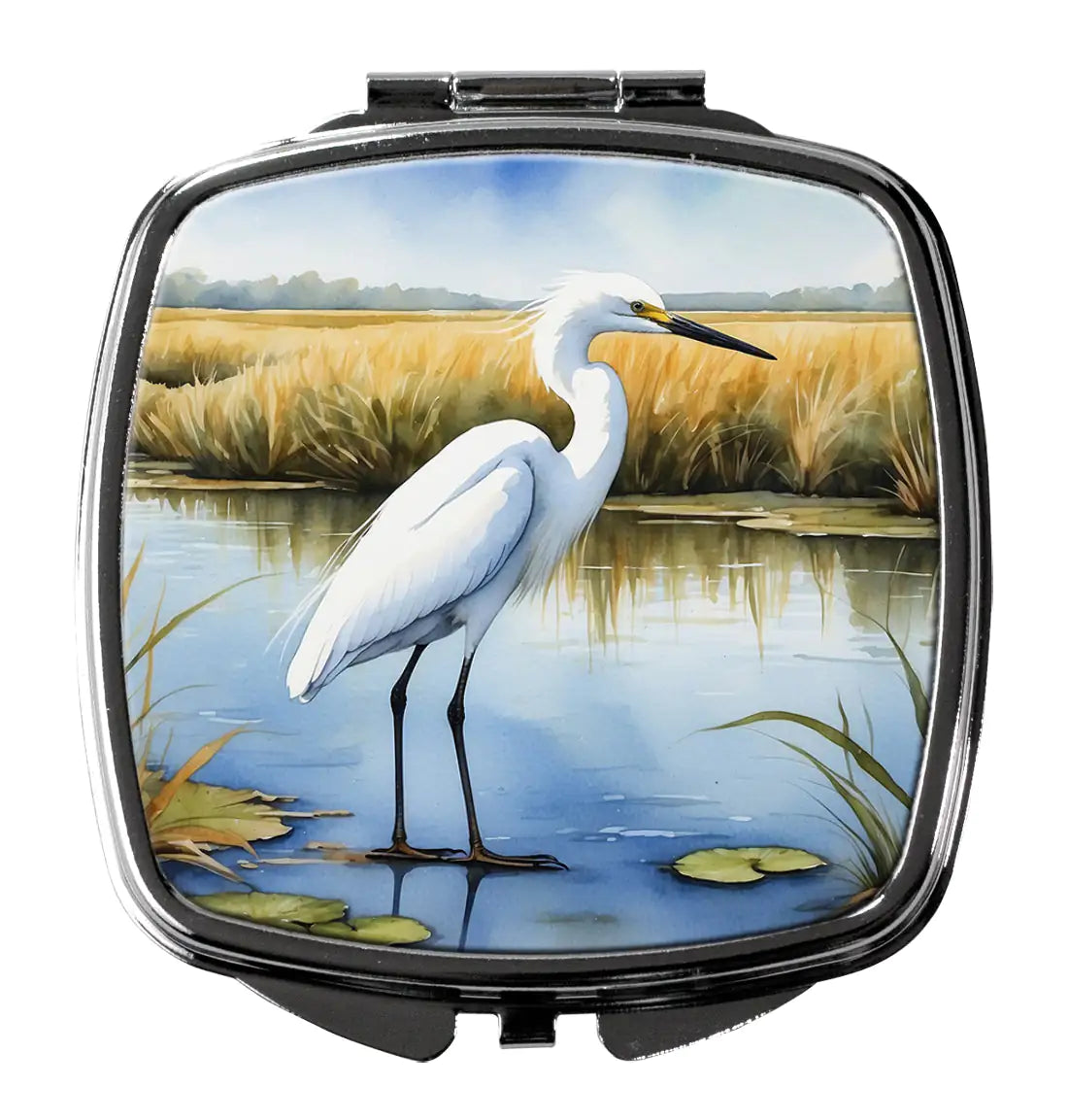 Snowy Egret in Coastal Marshes Compact Mirror