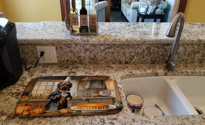 Briard Fall Kitchen Pumpkins Dish Drying Mat