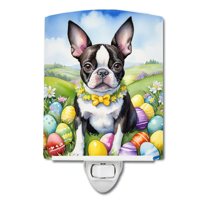 Boston Terrier Easter Egg Hunt Ceramic Night Light