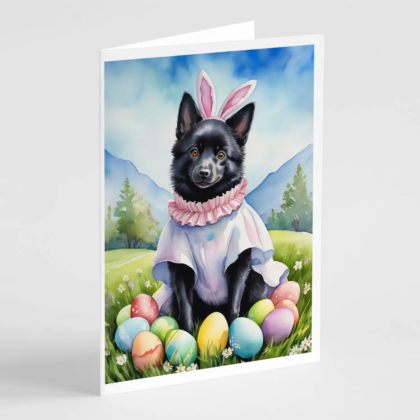Schipperke Easter Egg Hunt Greeting Cards Pack of 8